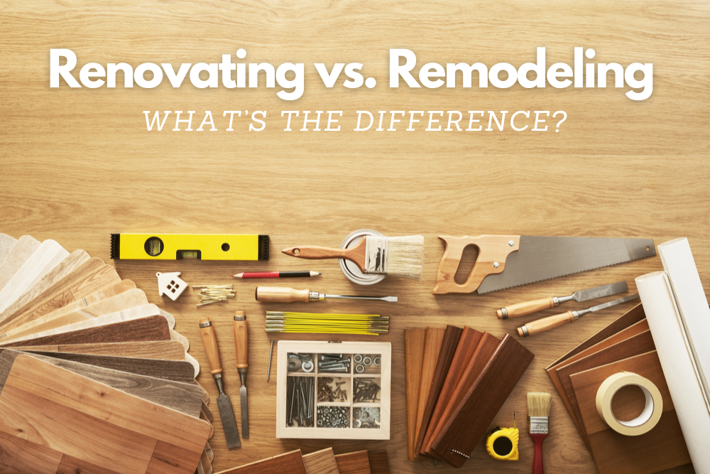 DIY workbench top view with carpentry and construction tools, copy Renovating vs. Remodeling – What’s the Difference?